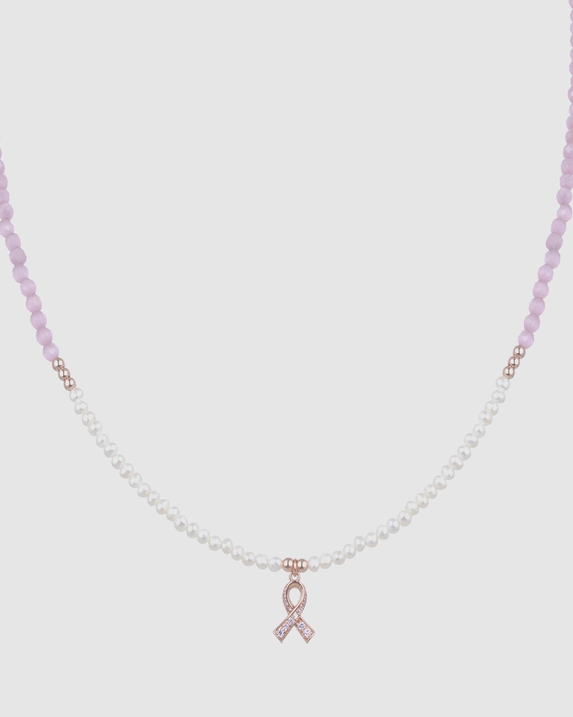 Colar Special Edition de Prata de Lei 925 com Acabamento em Ouro Rosa de 18 Quilates e Pérola Branca Rosa-1