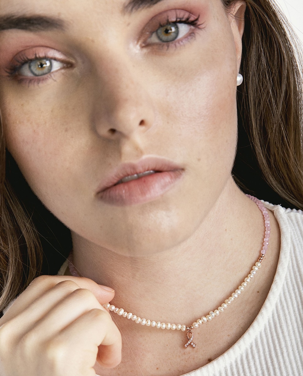 Colar Special Edition de Prata de Lei 925 com Acabamento em Ouro Rosa de 18 Quilates e Pérola Branca Rosa-2