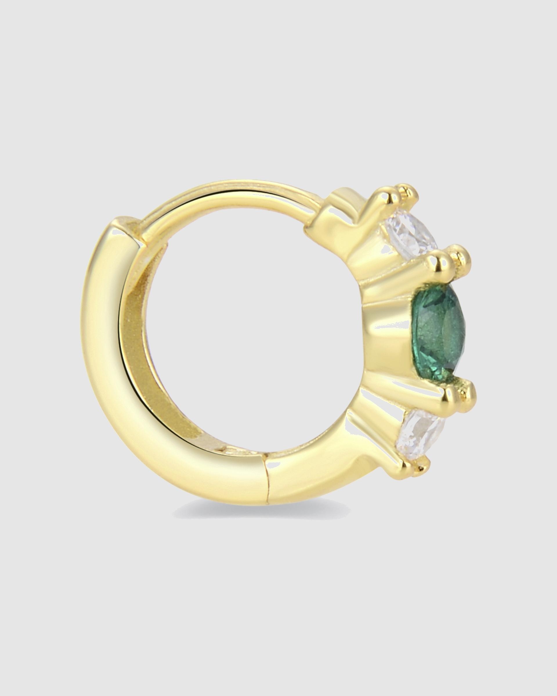Piercing Personalizável de Prata de Lei 925 com Acabamento em Ouro de 18 Quilates e Zirconita Esmeralda Verde-3