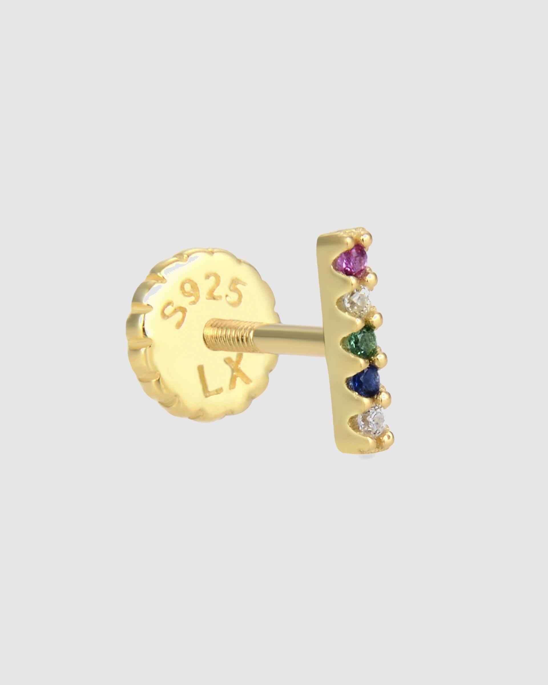 Piercing Personalizável de Prata de Lei 925 com Acabamento em Ouro de 18 Quilates e Zirconita Multicolor Ouro-1