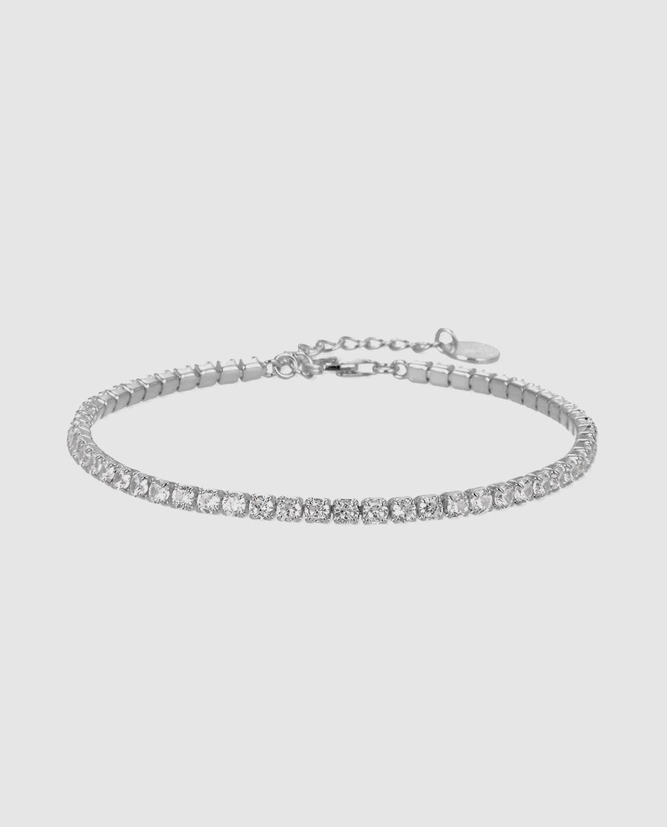 Pulseira Riviere Trendy de Prata de Lei 925 Acabada em Ródio com Zirconita Brilhante Prata brilhante / Transparente-3
