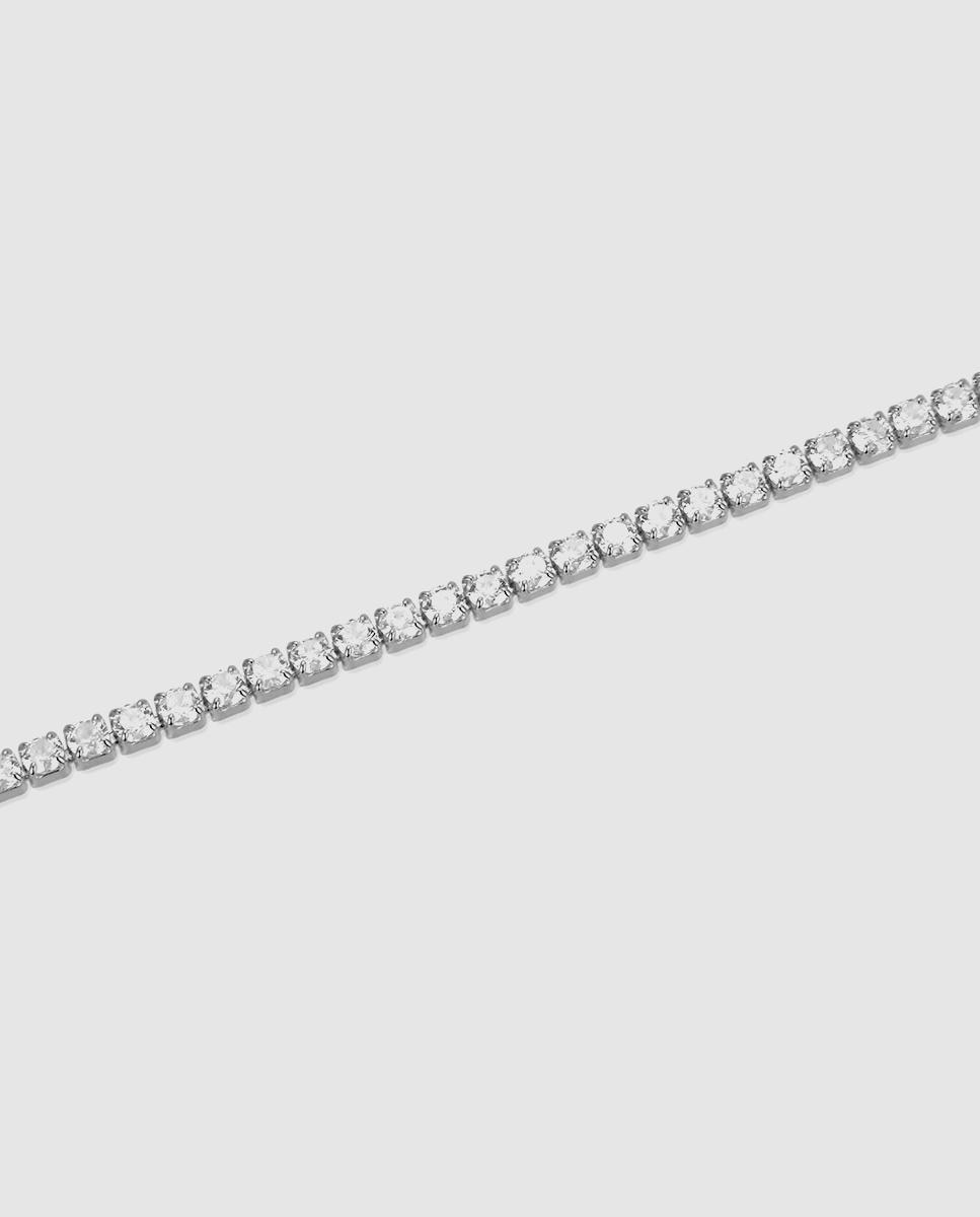 Pulseira Riviere Trendy de Prata de Lei 925 Acabada em Ródio com Zirconita Brilhante Prata brilhante / Transparente-6