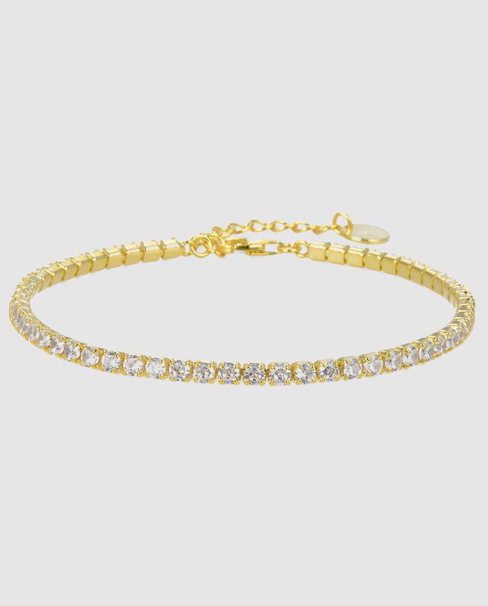 Imagem 0 de Pulseira Riviere Trendy de Prata de Lei 925 Acabada em Ouro de 18 Quilates com Zirconita Brilhante