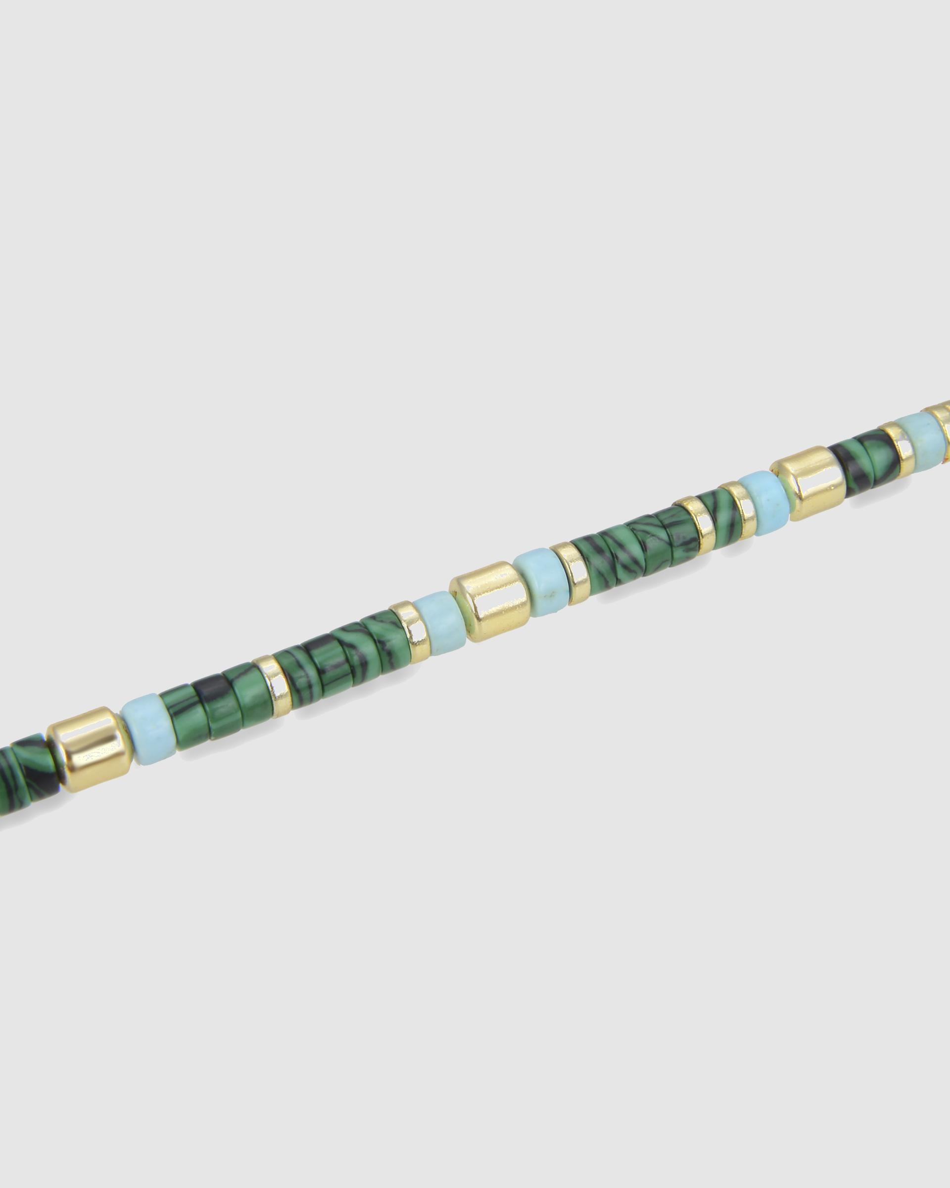 Pulseira de Corrente Trendy de Prata de Lei 925 Acabada em Ouro de 18 Quilates com Malaquita Ouro-6
