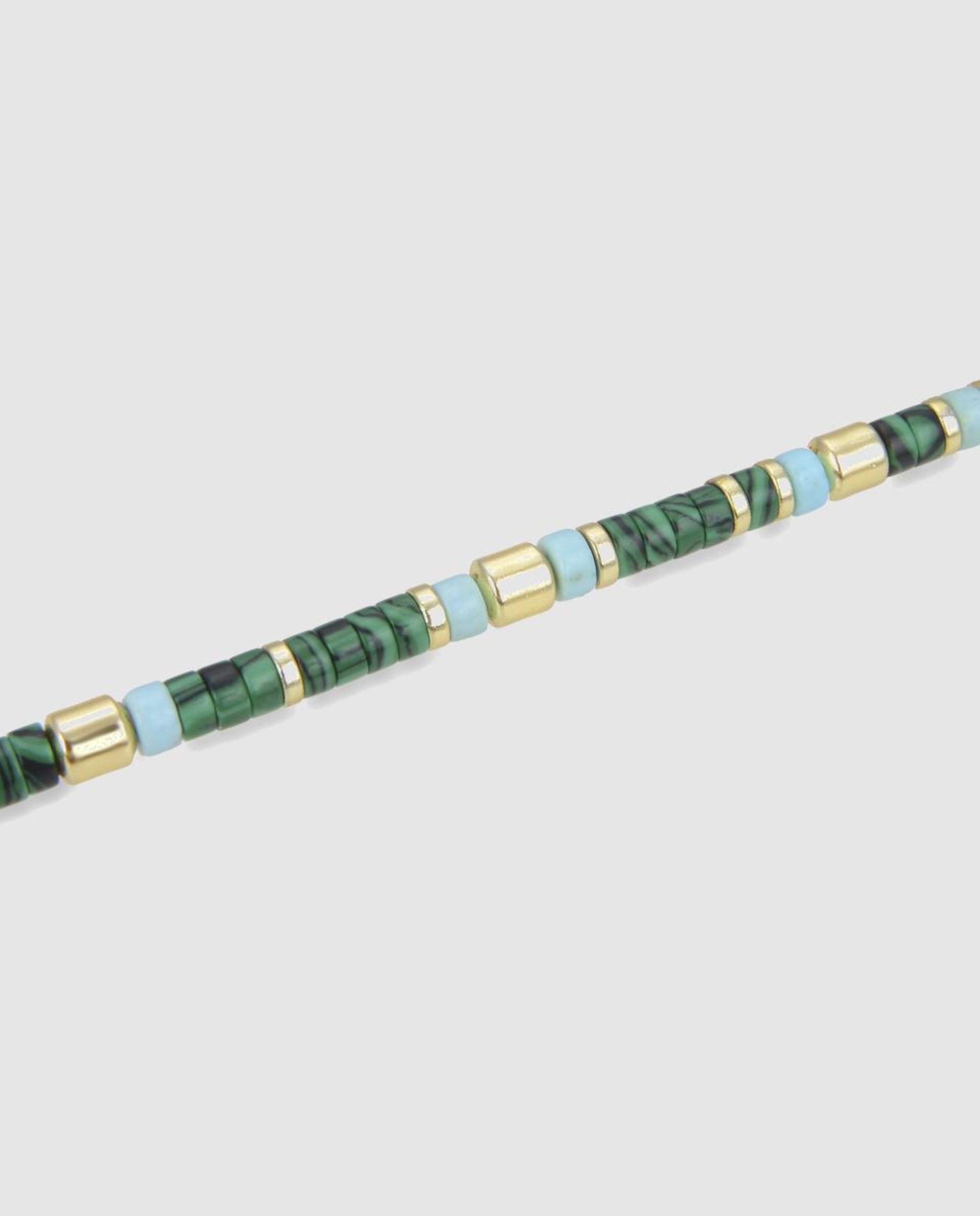 Colar Trendy de Prata de Lei 925 com Acabamento em Ouro de 18 Quilates e Malaquita Verde-5