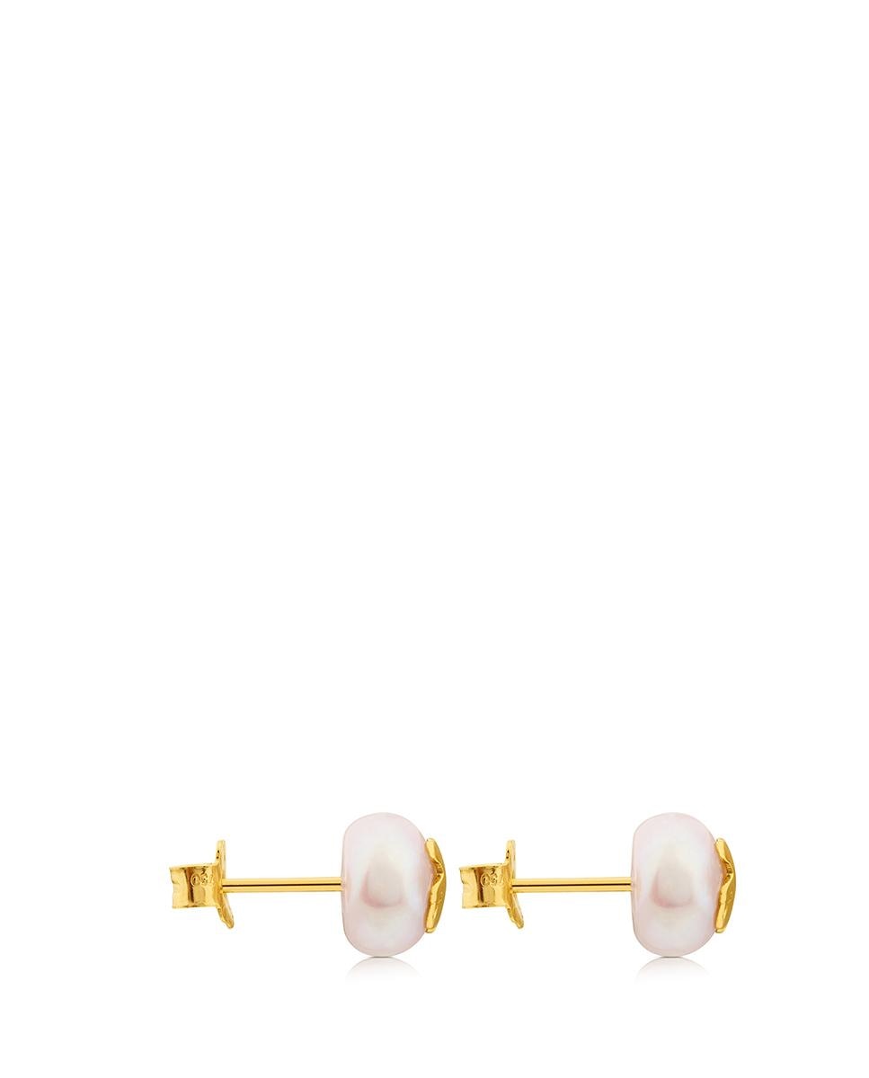 Brincos Bear em Ouro Amarelo com Pérola Branco-2