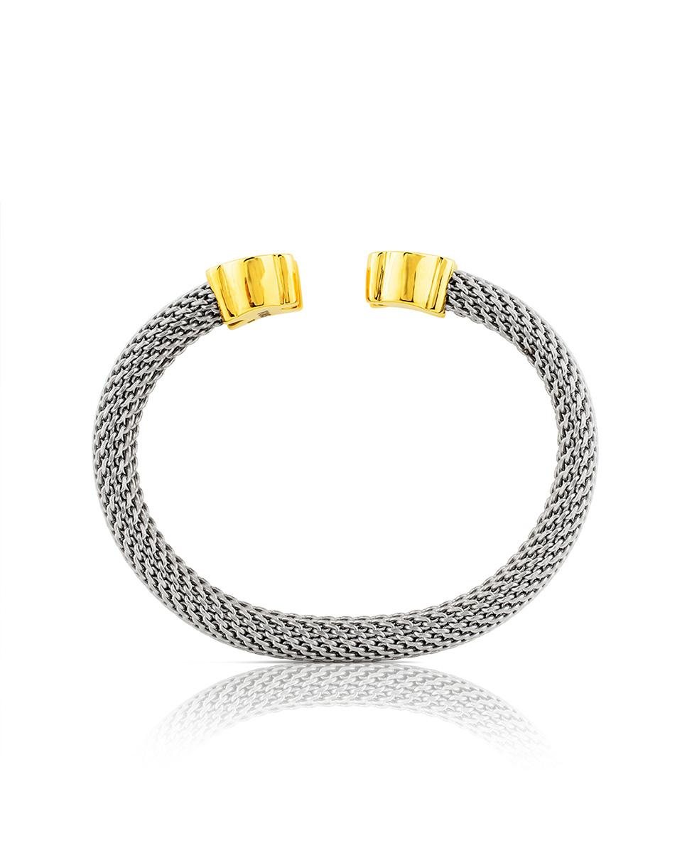 Pulseira de Corrente em Ouro Amarelo e Aço Bicolor-3