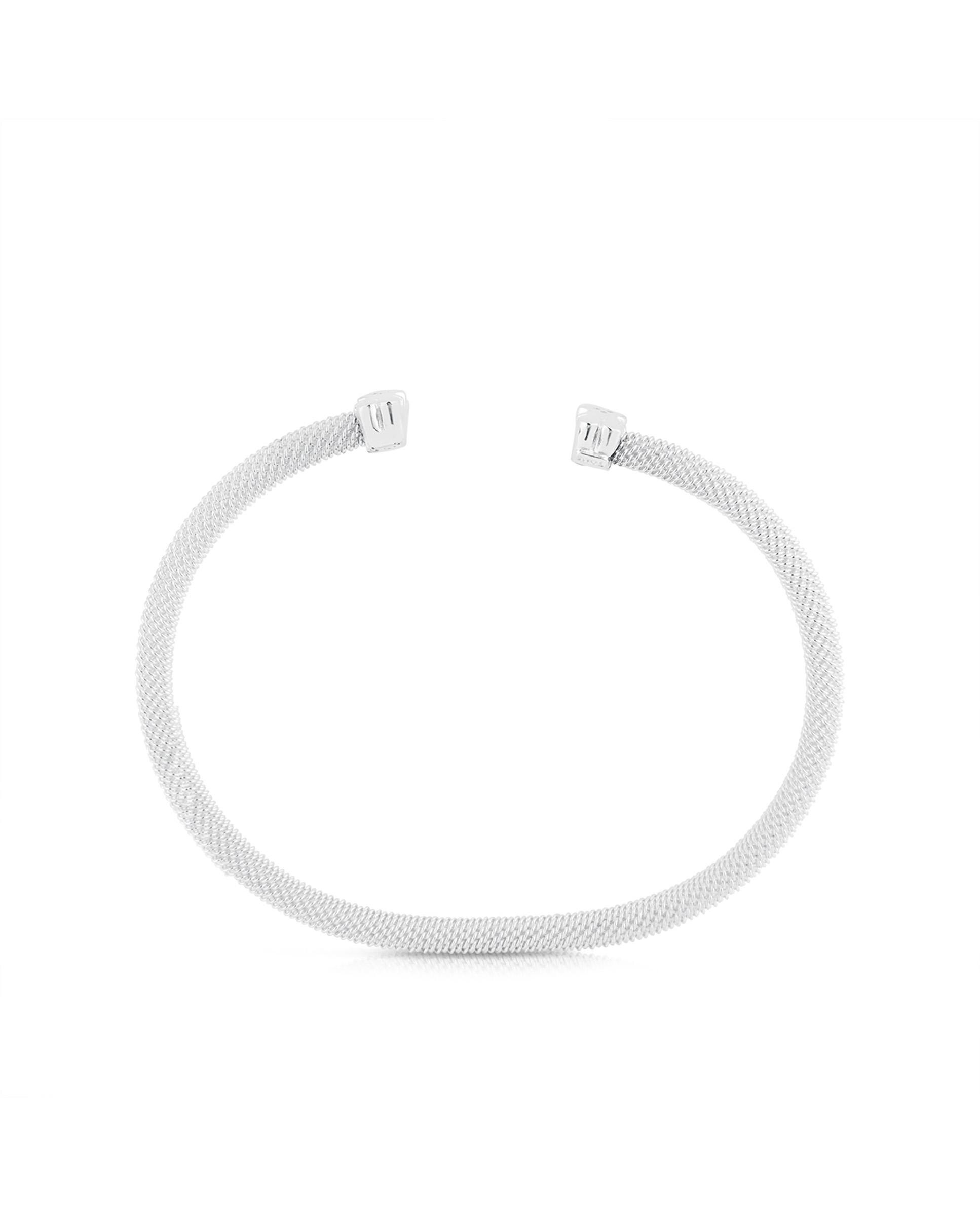 Pulseira Rígida em Prata Prateado-3
