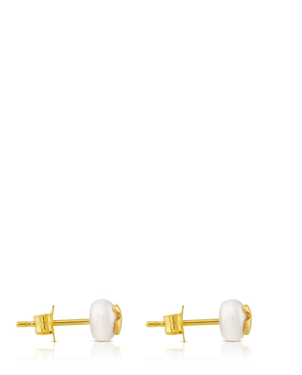 Brincos Bear em Ouro Amarelo com Pérola Branco-2