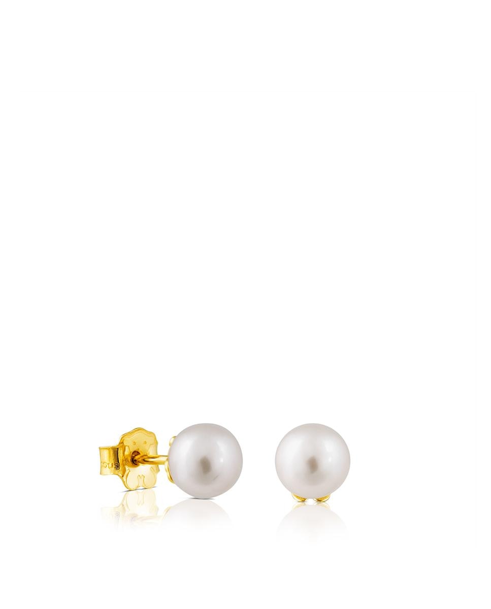 Brincos Pearls de Pérola e Ouro Amarelo Branco-1