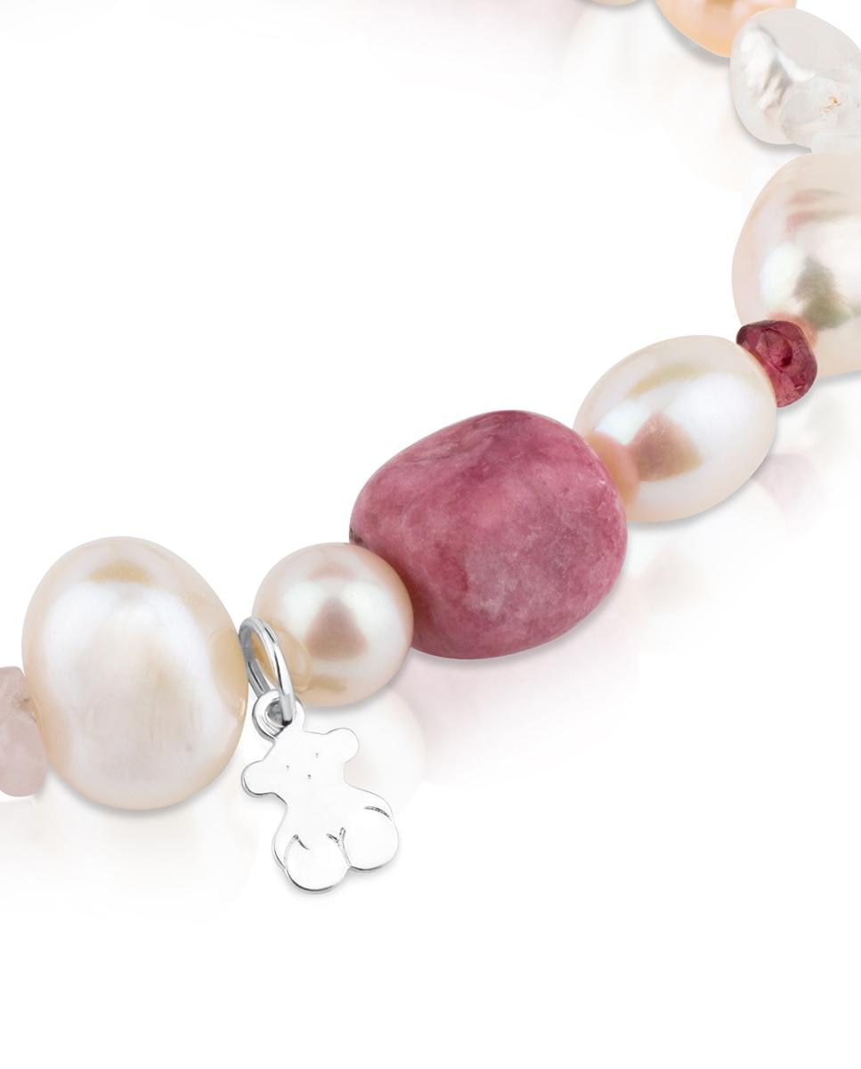 Pulseira de Corrente Pearls em Prateado, Pérolas, Granadas e Rodocrositas Multicolor-3
