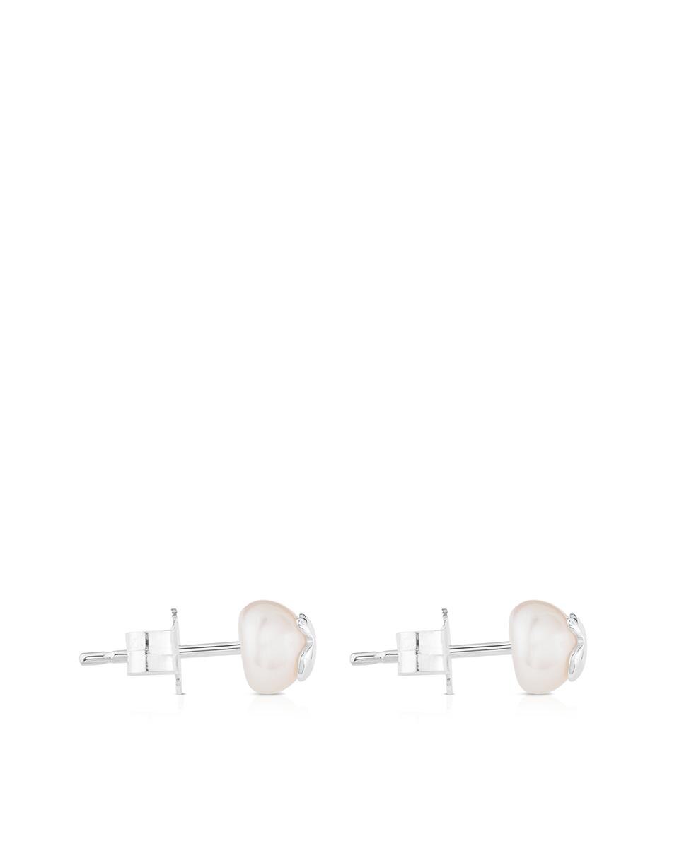 Brincos Bear em Prata e Pérolas Branco-2