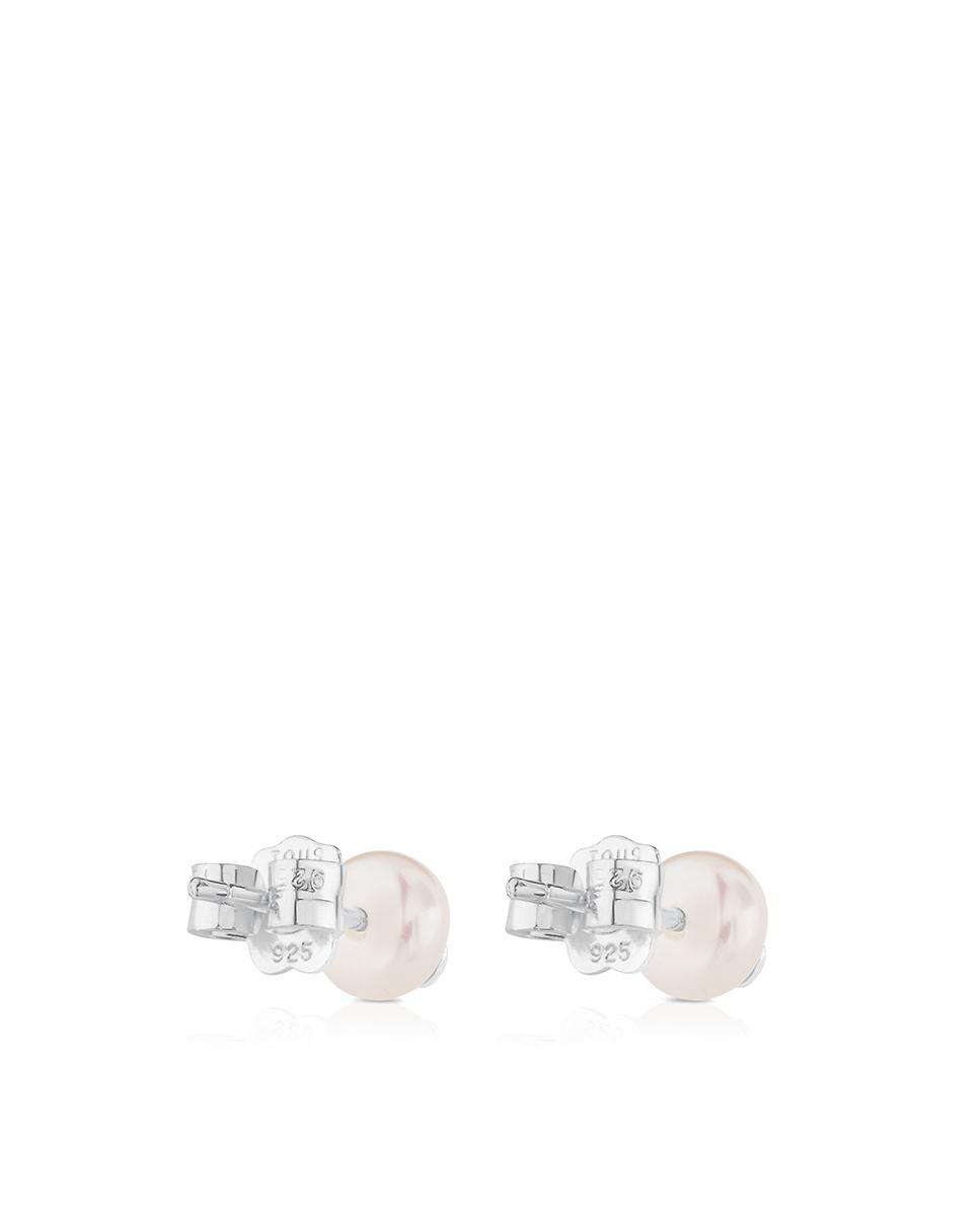 Brincos Bear em Prata e Pérolas Branco-3