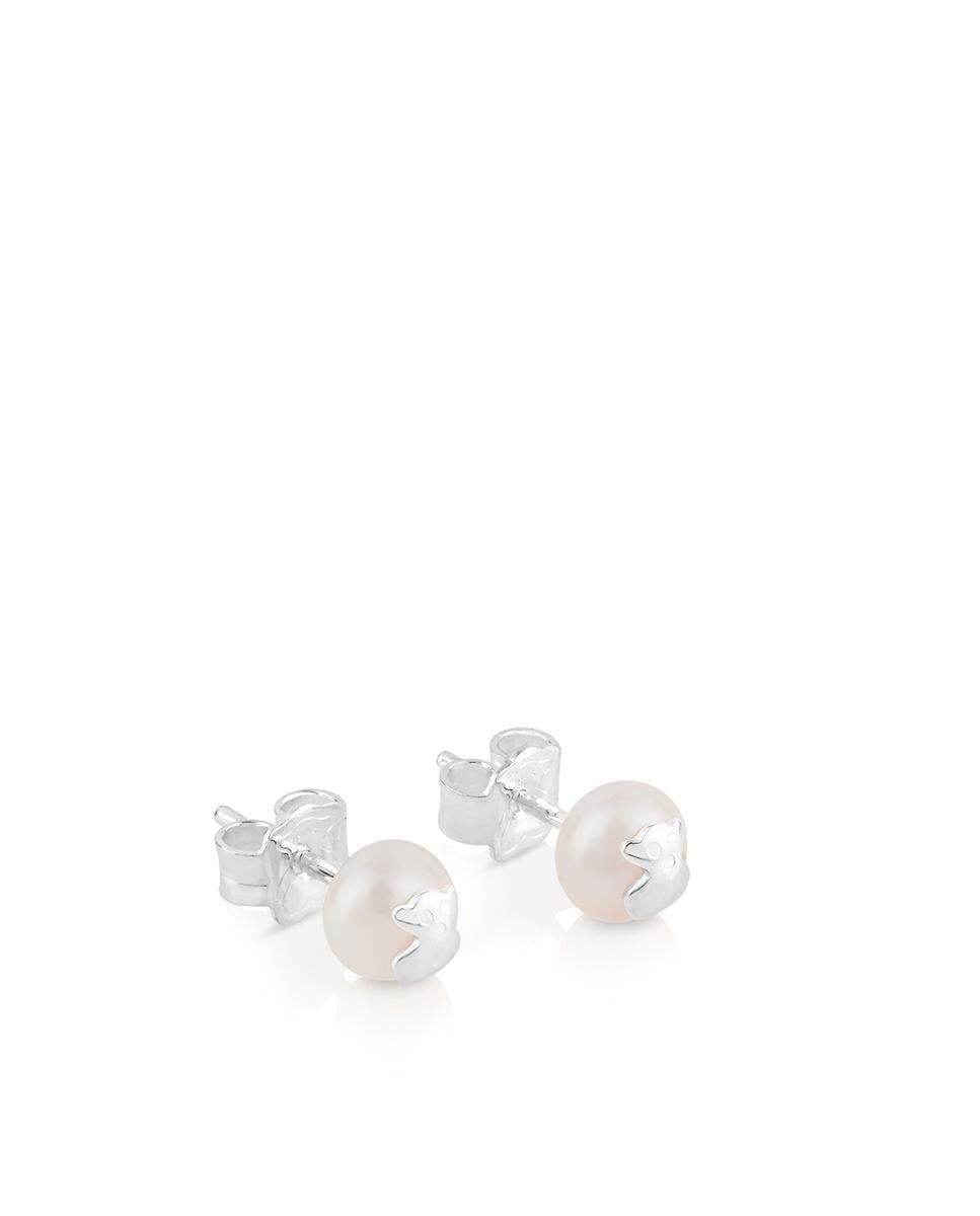 Brincos Bear em Prata e Pérolas Branco-4