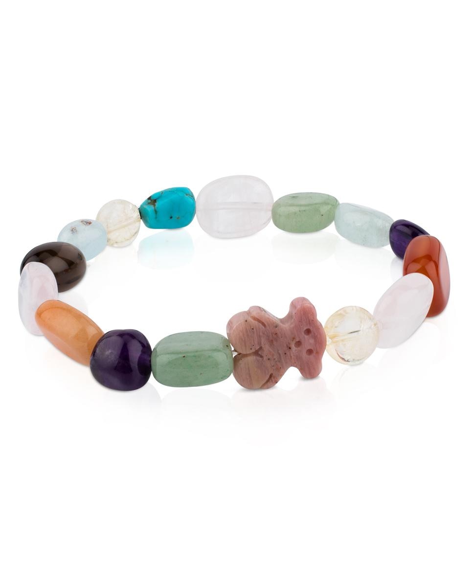 Pulseira de Corrente em Prateado e Pedras Preciosas Multicolor-1