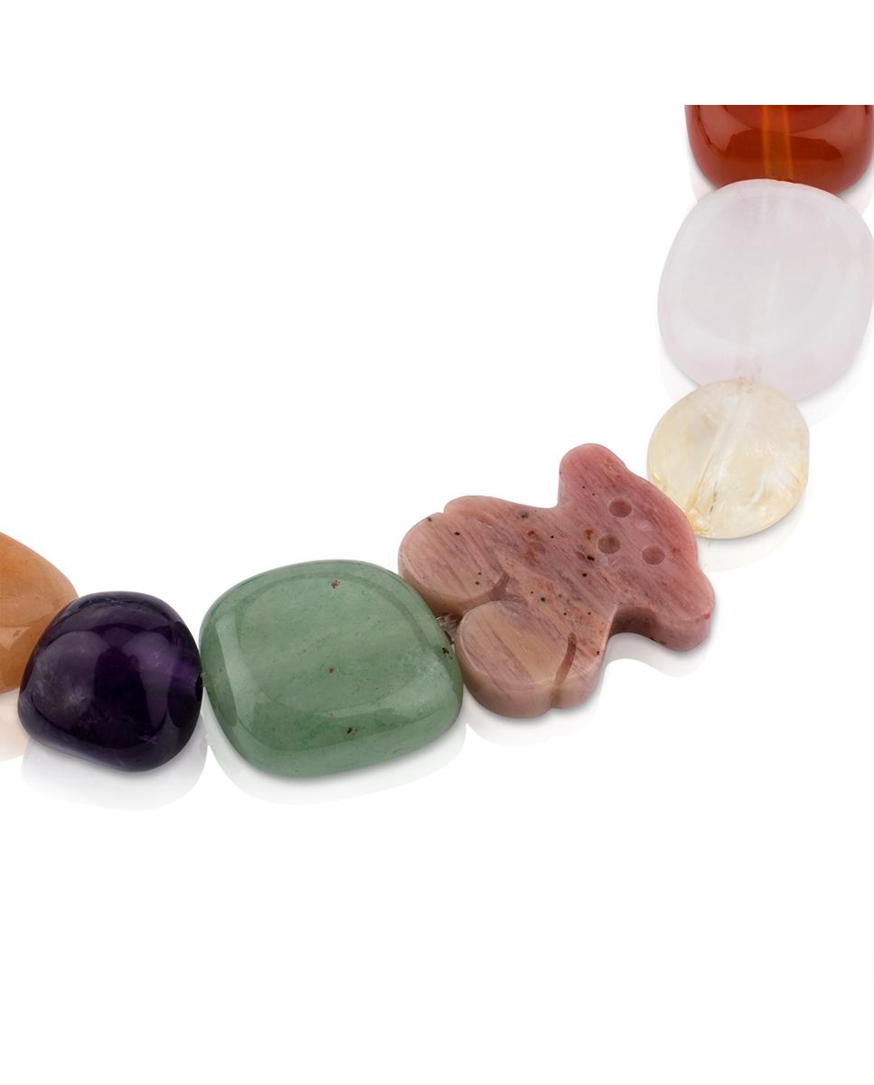 Pulseira de Corrente em Prateado e Pedras Preciosas Multicolor-2