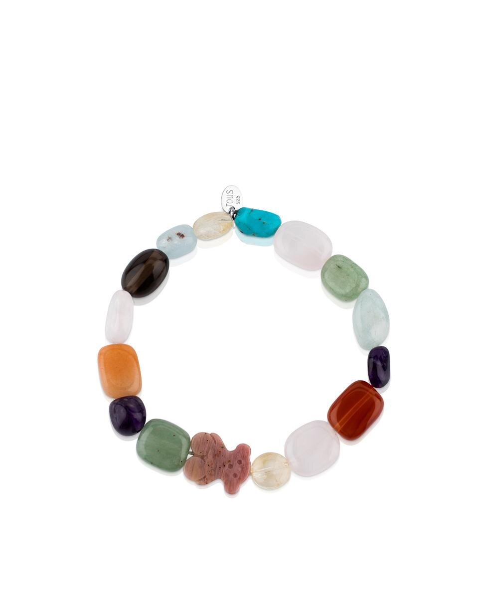 Pulseira de Corrente em Prateado e Pedras Preciosas Multicolor-3