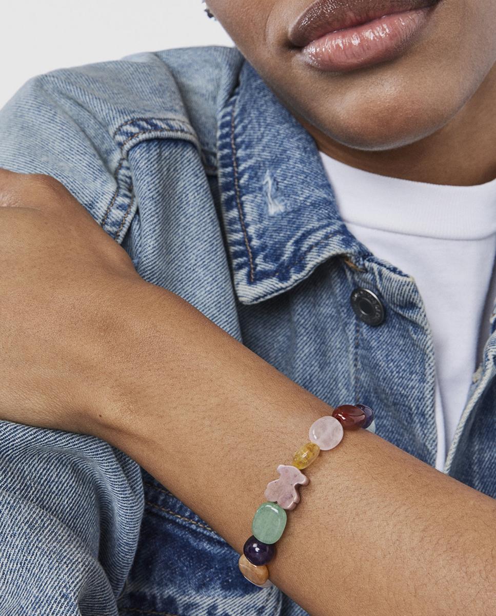 Pulseira de Corrente em Prateado e Pedras Preciosas Multicolor-4