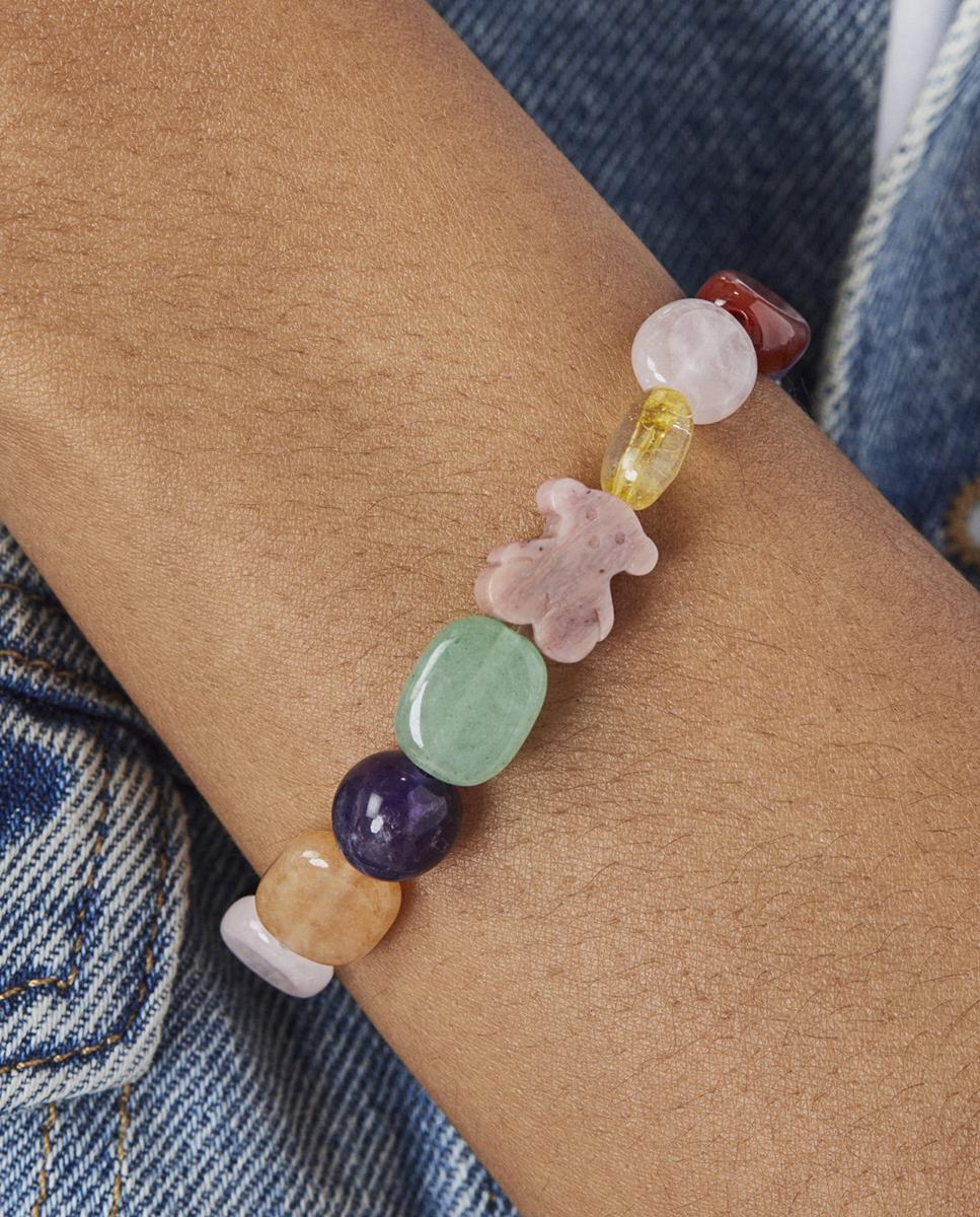 Pulseira de Corrente em Prateado e Pedras Preciosas Multicolor-5