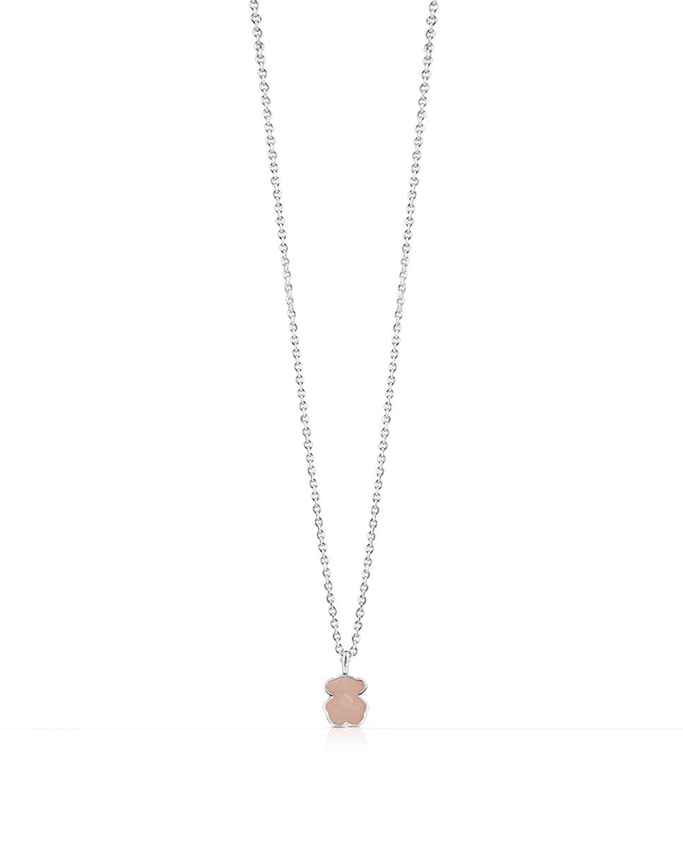 Colar Bear em Prata e Quartzo Rosa Facetado Rosa-1