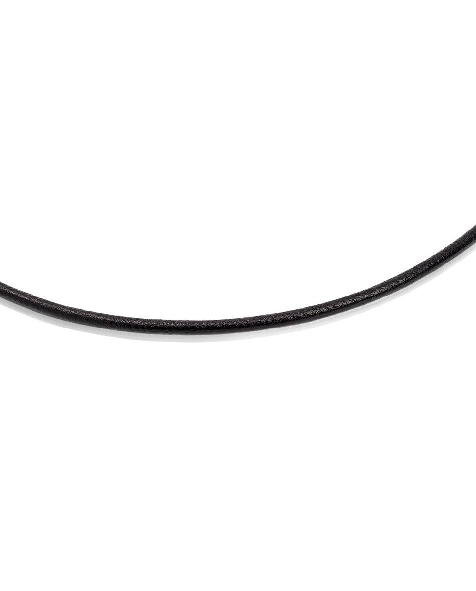 Colar Choker de Couro em Preto Preto-2