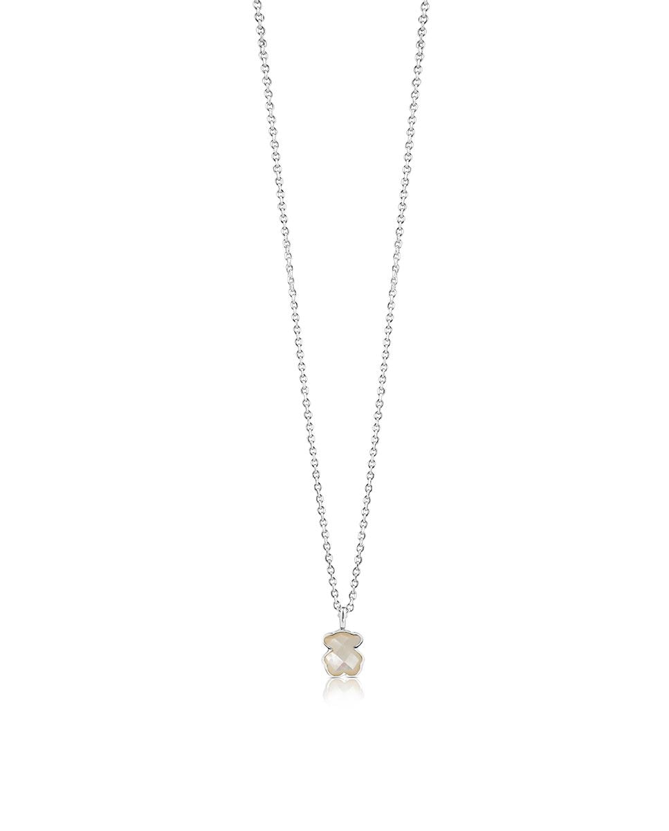 Colar Bear em Prata e Madrepérola Facetada Branco-1