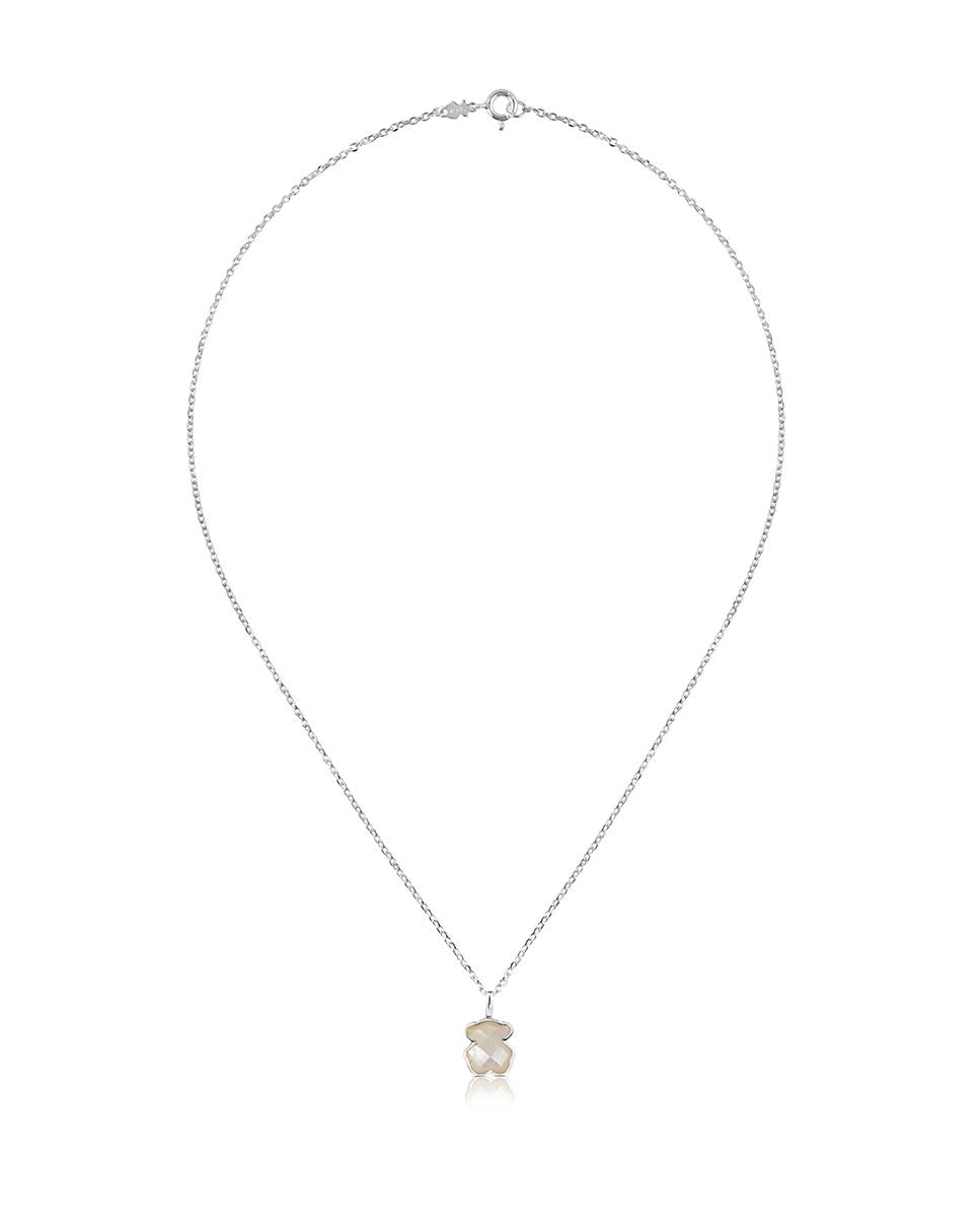 Colar Bear em Prata e Madrepérola Facetada Branco-3