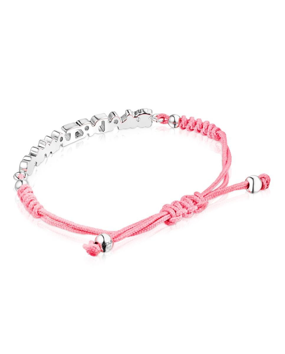 Pulseira de Cordão Tous By You com Prata de Primeira Lei Rosa-3