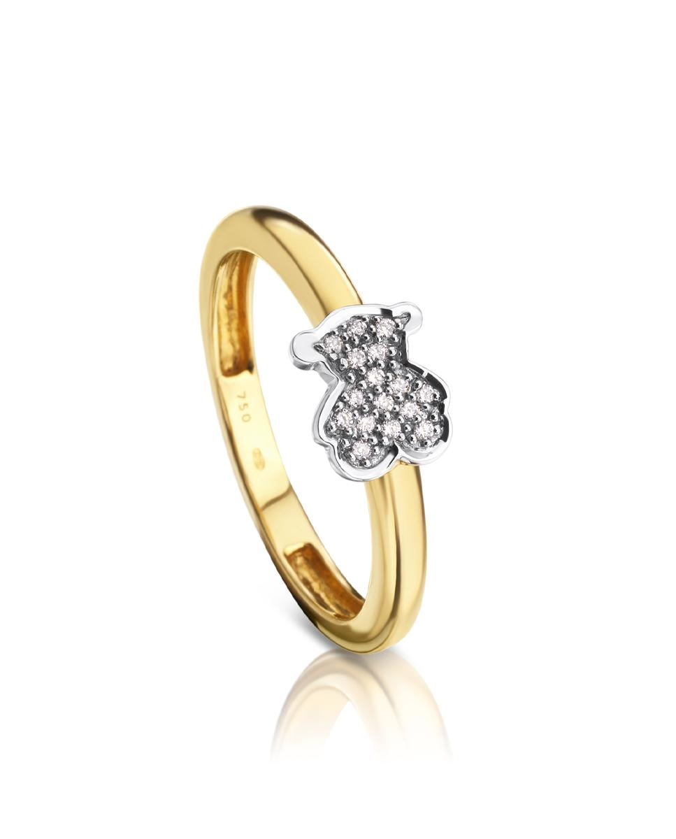 Anel Gen em Ouro Amarelo com Motivo em Ouro Branco e Diamantes Branco-1
