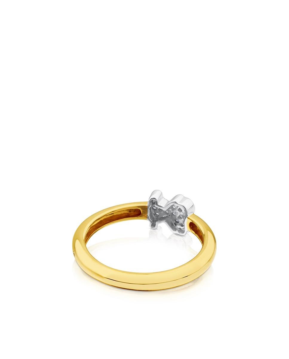 Anel Gen em Ouro Amarelo com Motivo em Ouro Branco e Diamantes Branco-3