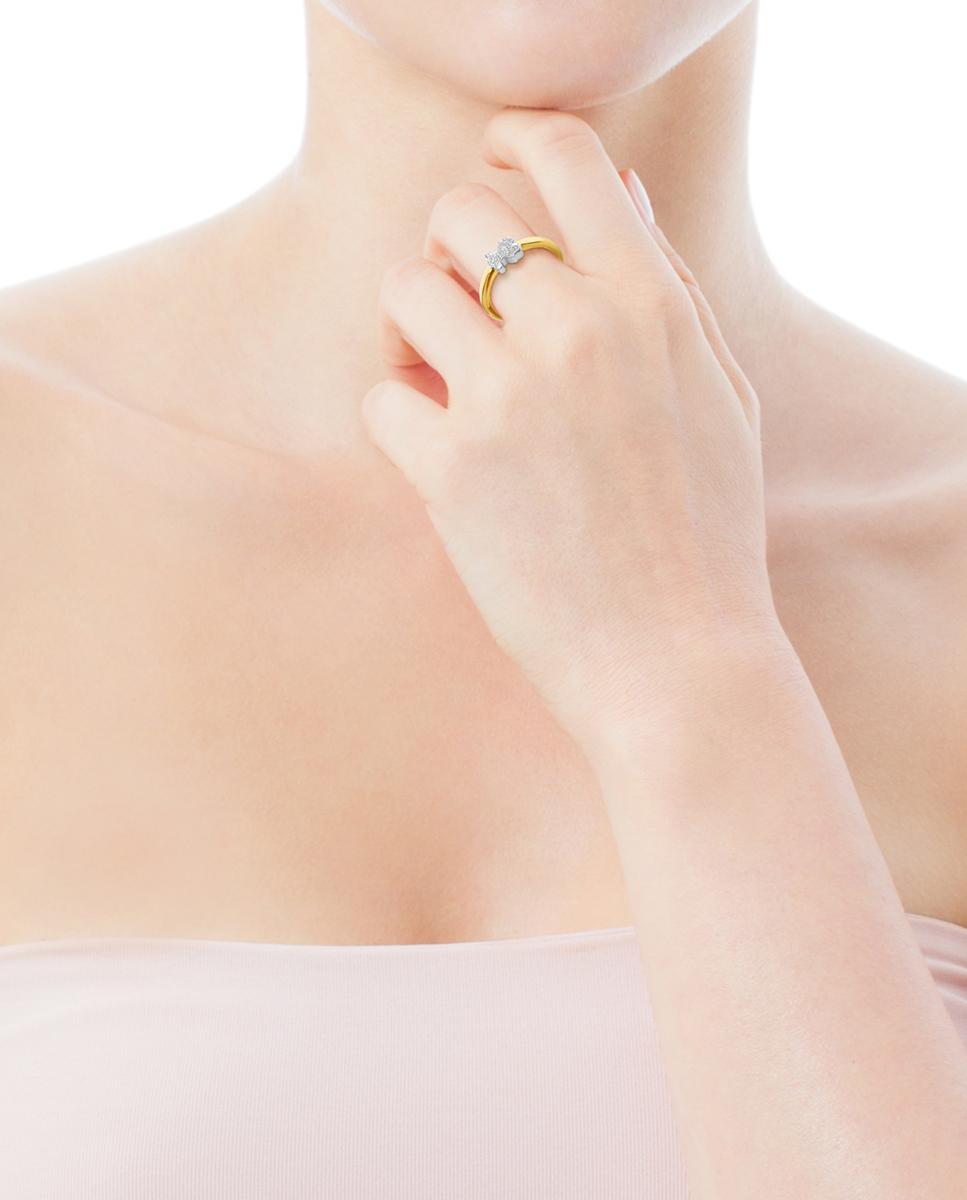 Anel Gen em Ouro Amarelo com Motivo em Ouro Branco e Diamantes Branco-4