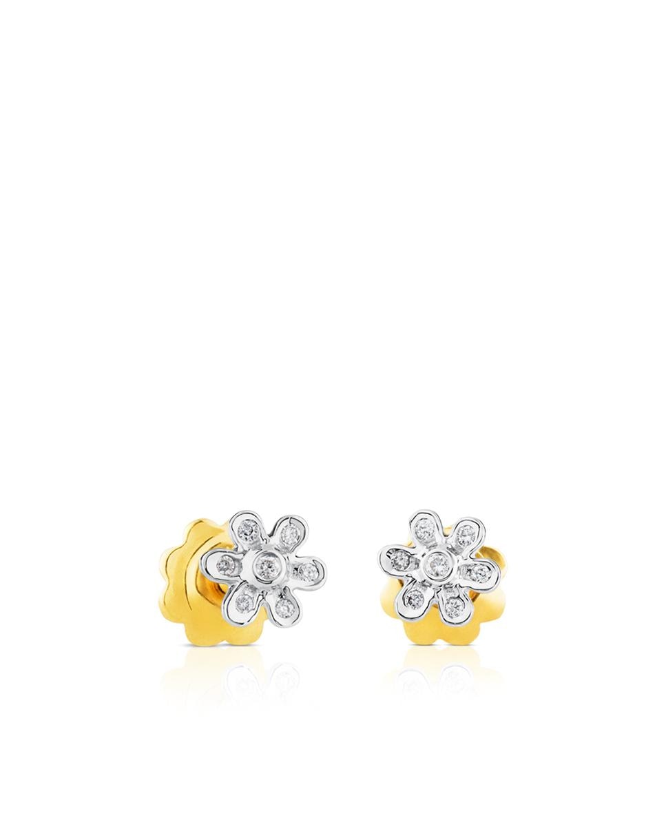 Brincos Infantis Puppies em Ouro Branco e Diamantes Branco-1