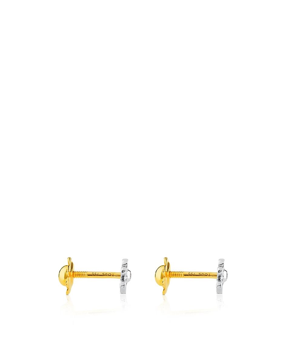 Brincos Infantis Puppies em Ouro Branco e Diamantes Branco-2