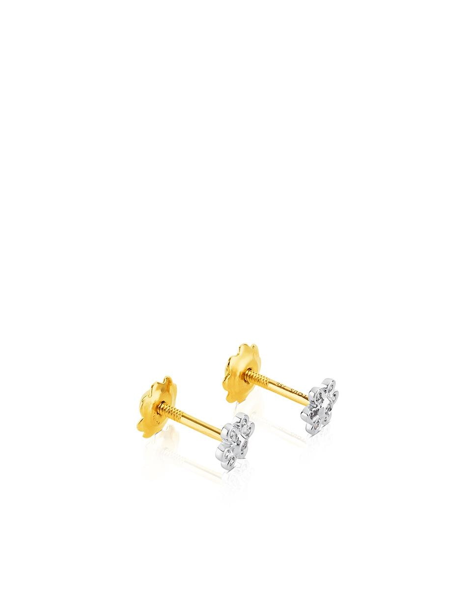 Brincos Infantis Puppies em Ouro Branco e Diamantes Branco-4