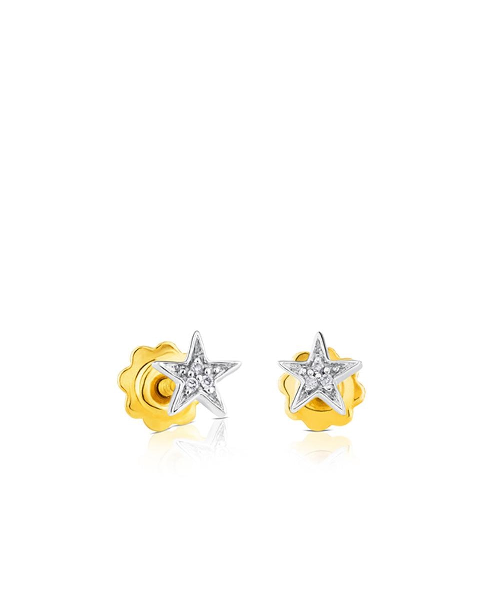 Brincos Puppies em Ouro Branco e Diamantes Branco-1