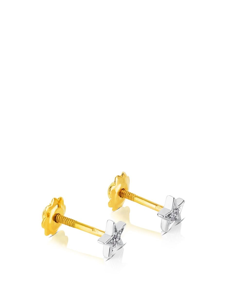 Brincos Puppies em Ouro Branco e Diamantes Branco-4
