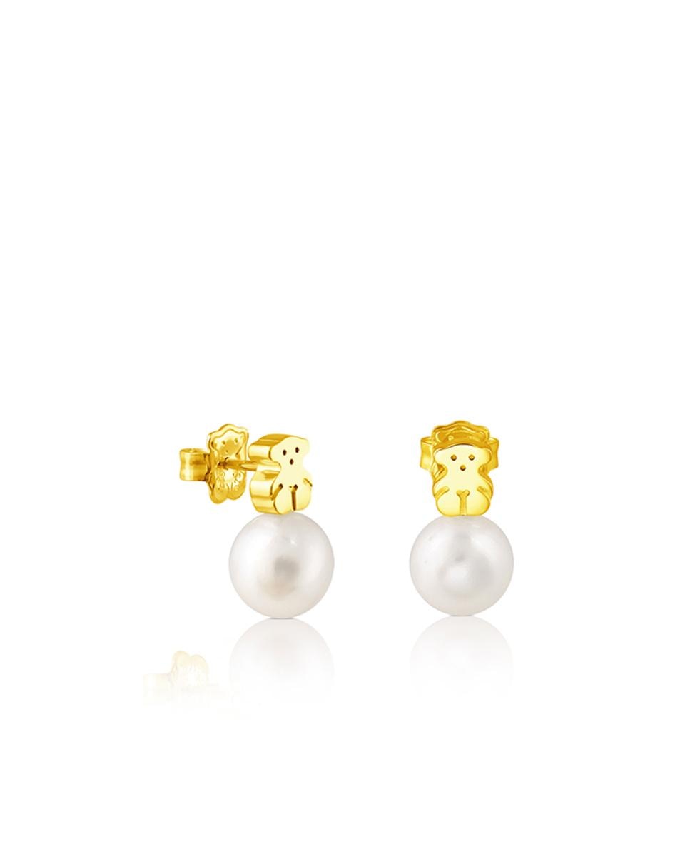 Brincos Sweet Dolls em Ouro Amarelo e Pérolas Branco-1