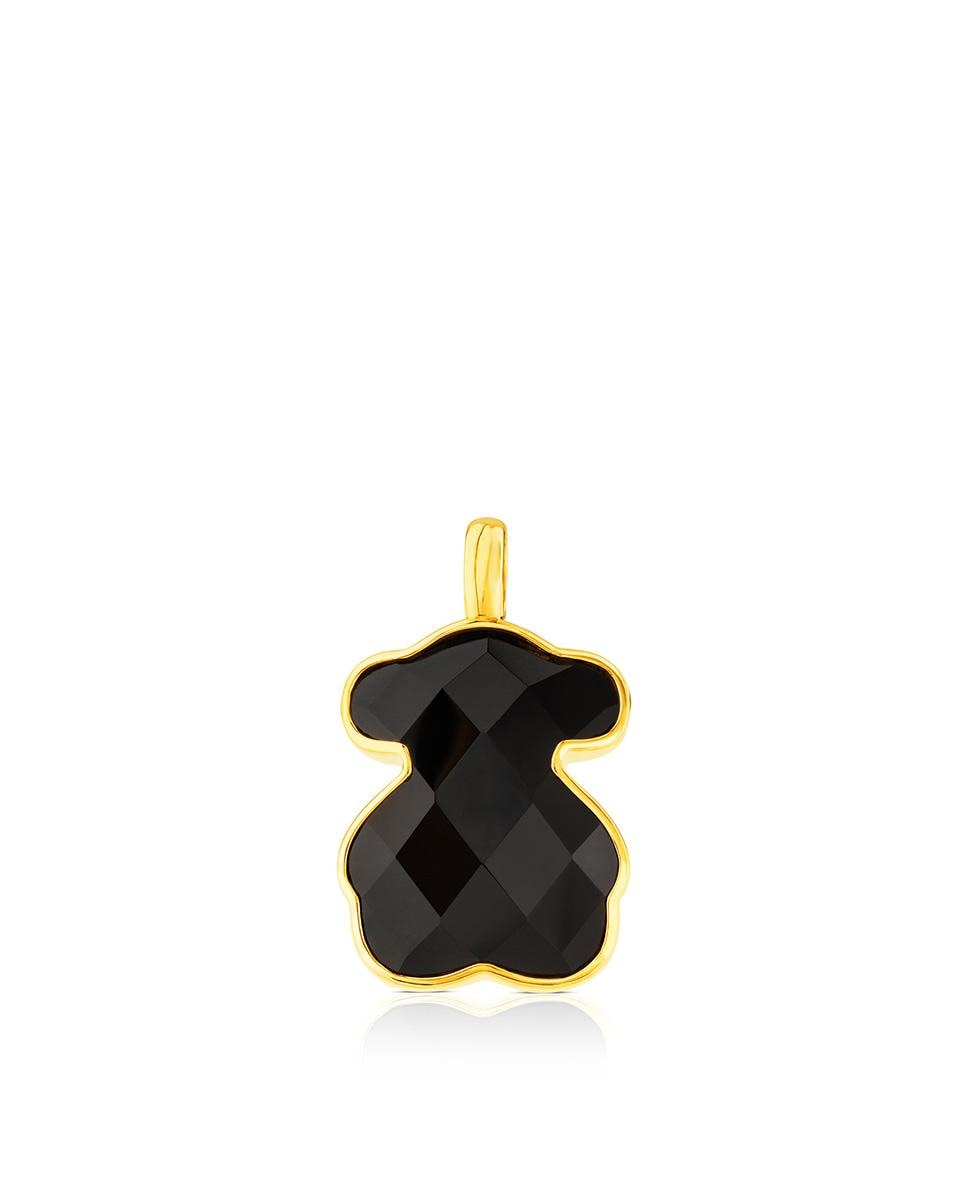 Pendente em Cor Urso Banhado a Ouro de 18 Kt Sobre Prata e Ónix Preto-1
