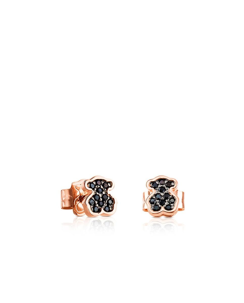 Brincos Motif em Prata Rosa e Espinélios Preto-1