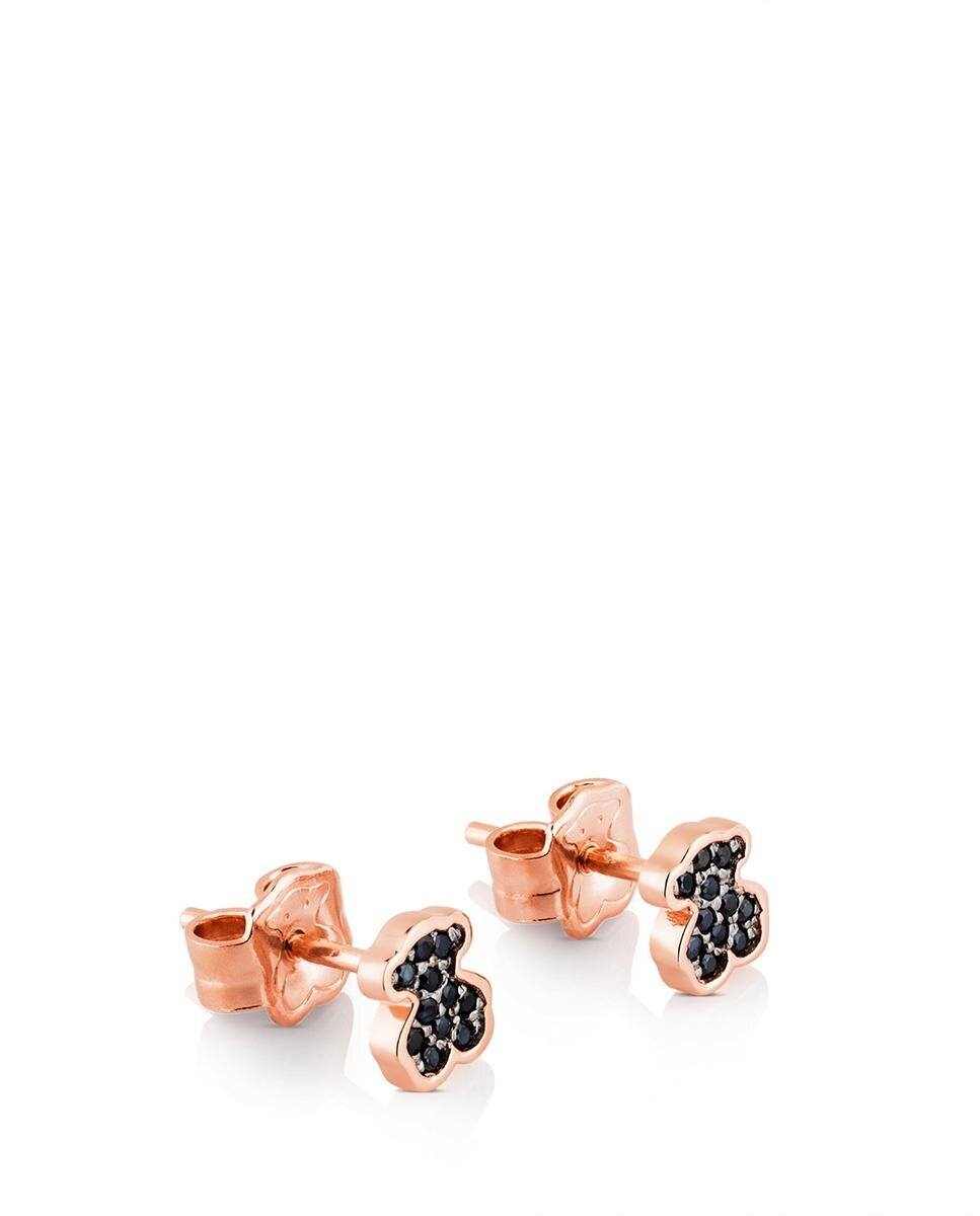 Brincos Motif em Prata Rosa e Espinélios Preto-4