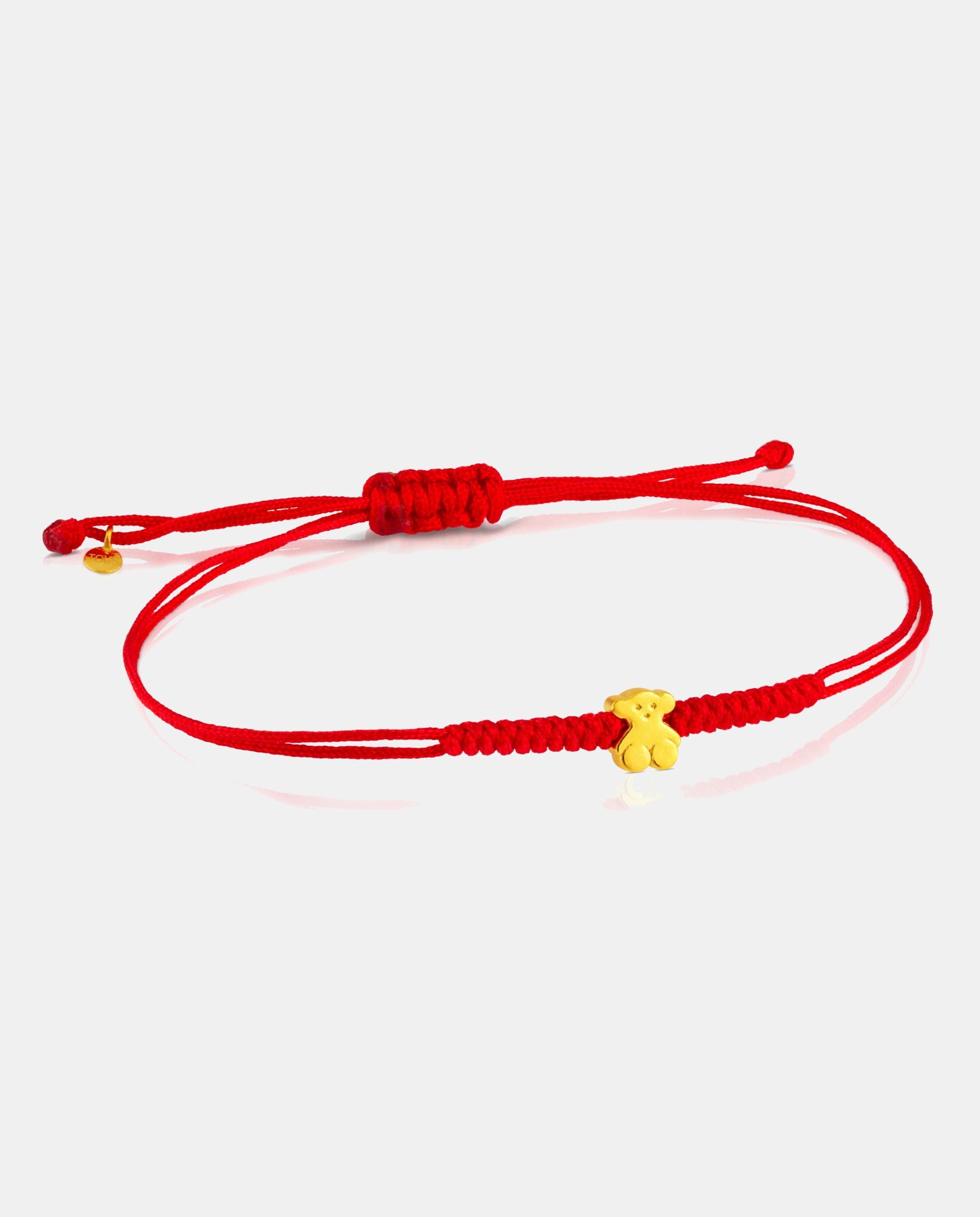 Pulseira Tous Sweet Dolls em Ouro Amarelo de 24 Kt com Nylon Vermelho-1
