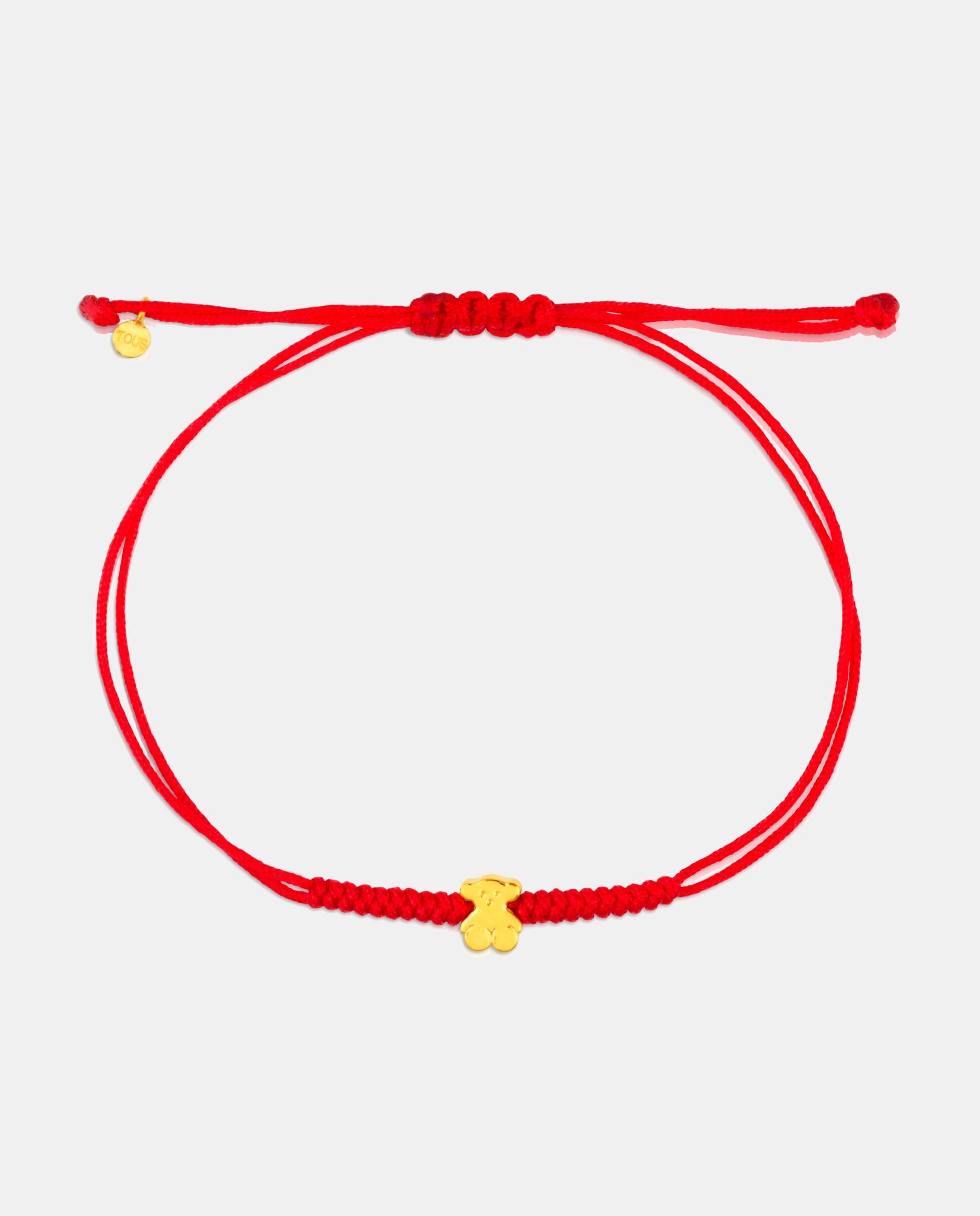 Pulseira Tous Sweet Dolls em Ouro Amarelo de 24 Kt com Nylon Vermelho-2