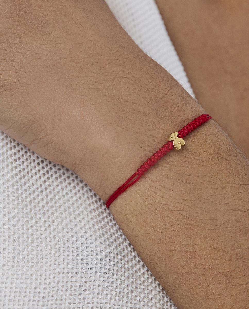 Pulseira Tous Sweet Dolls em Ouro Amarelo de 24 Kt com Nylon Vermelho-4