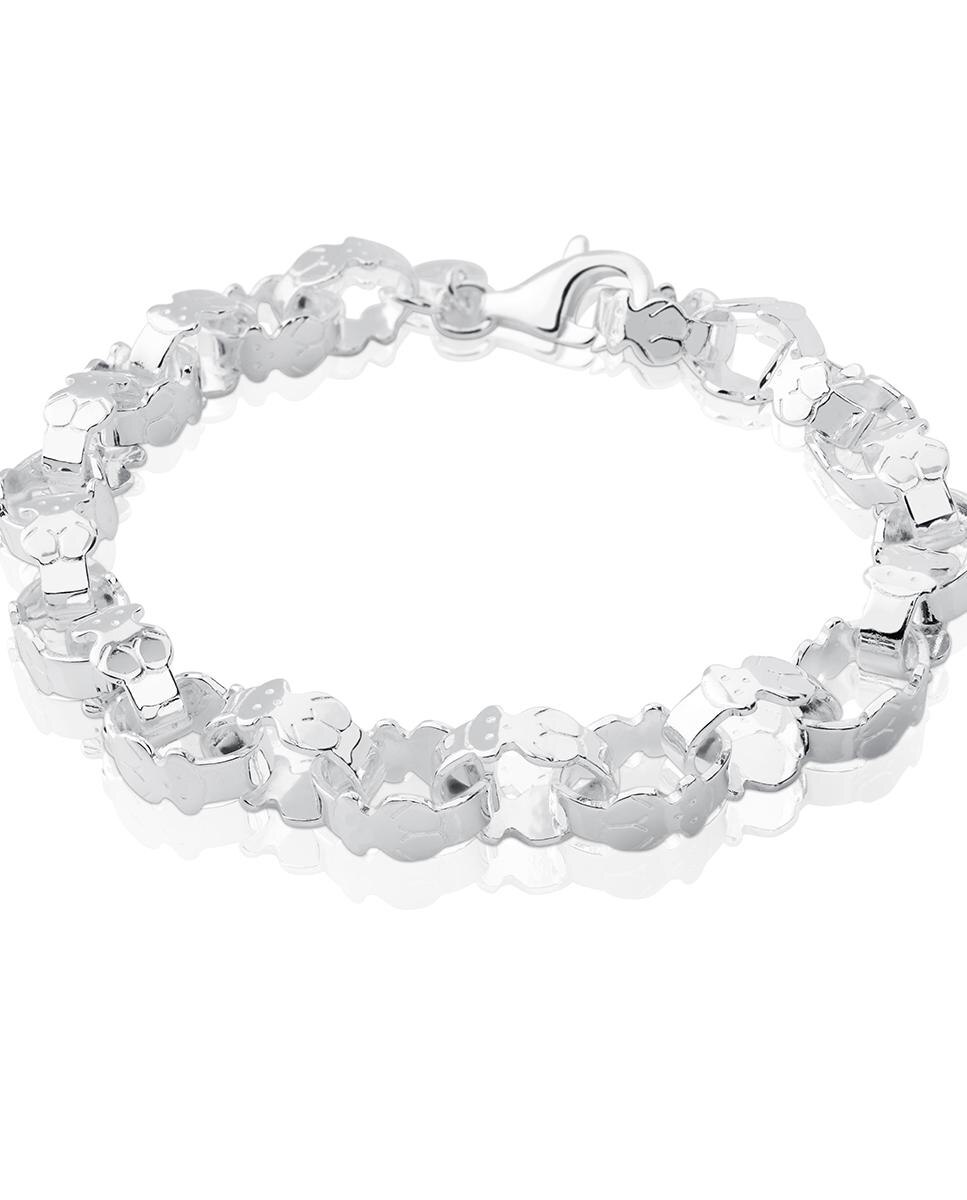 Pulseira de Corrente Bear em Prateado Branco-3