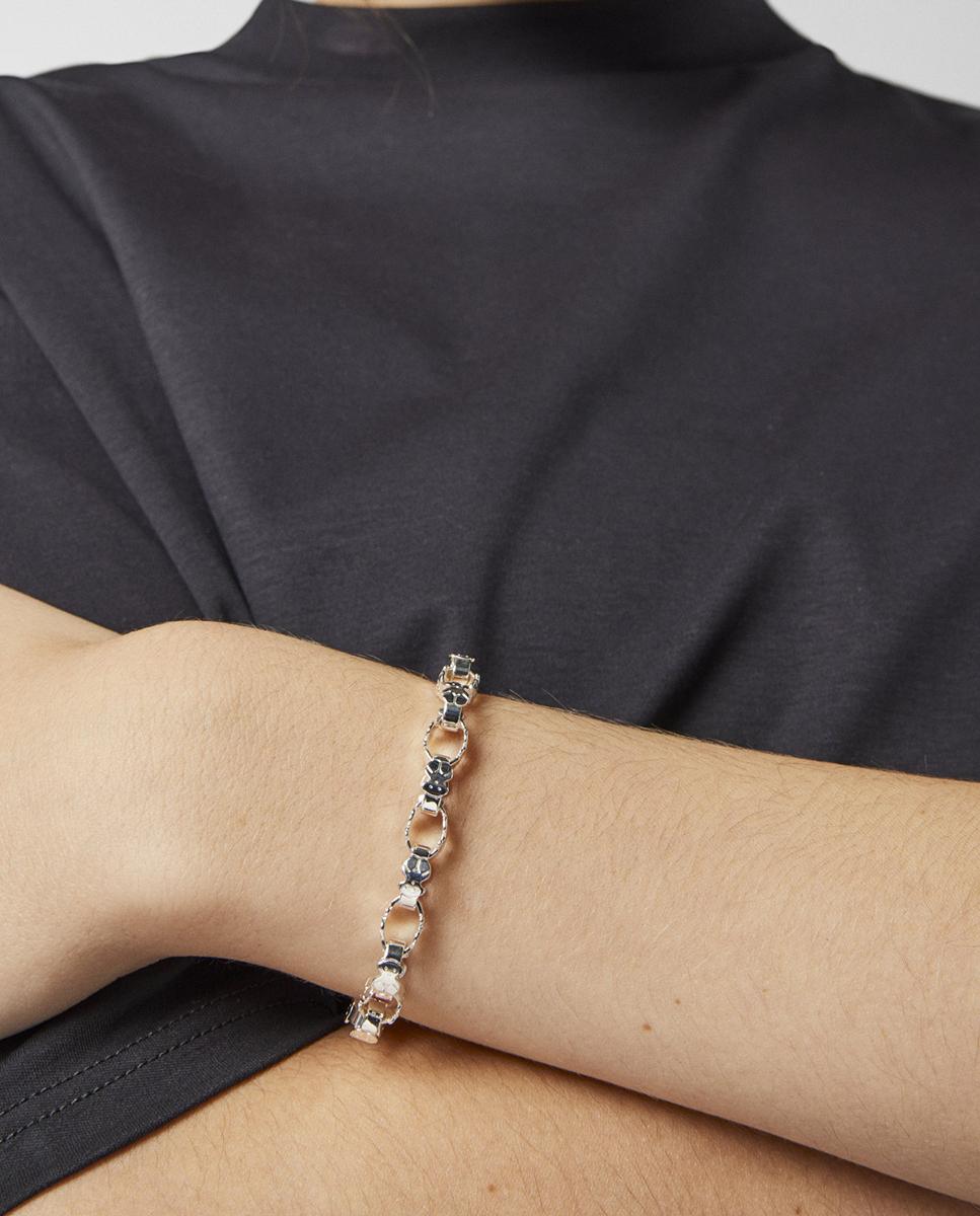 Pulseira de Corrente Bear em Prateado Branco-4