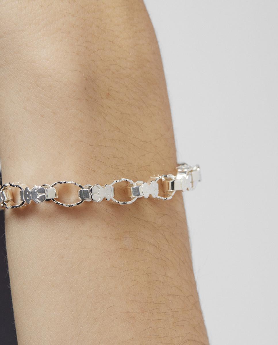 Pulseira de Corrente Bear em Prateado Branco-5