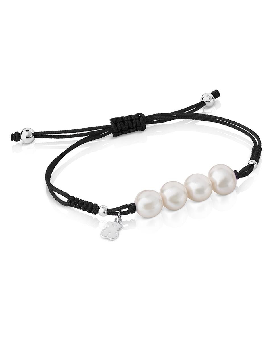 Pulseira de Corrente Pearls em Prateado e Pérolas Patata Branco-1
