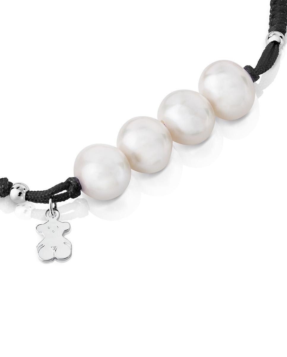 Pulseira de Corrente Pearls em Prateado e Pérolas Patata Branco-2