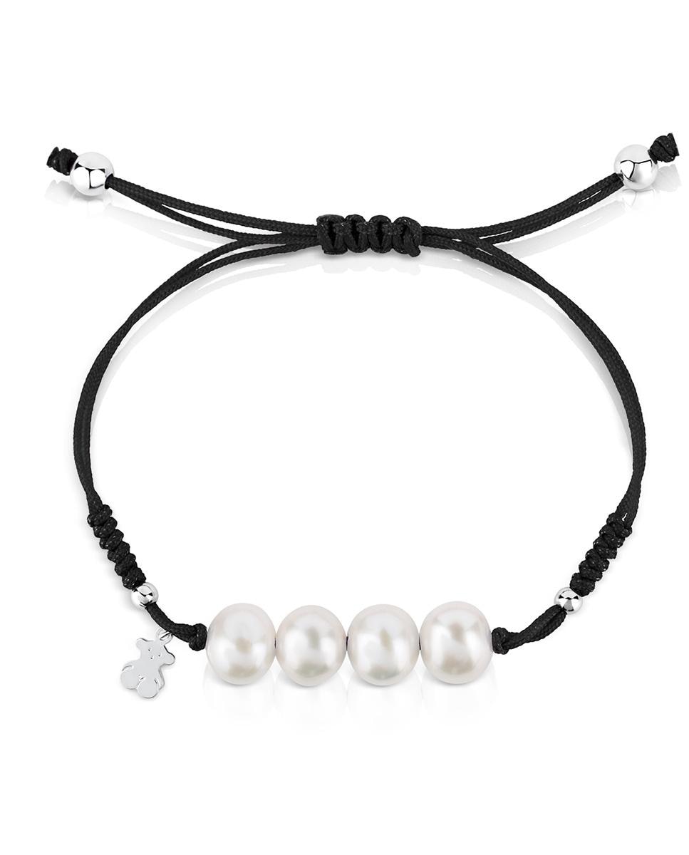 Pulseira de Corrente Pearls em Prateado e Pérolas Patata Branco-3