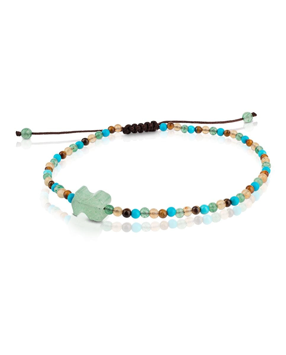 Pulseira de Corrente Tibet com Bolas de Gemas Multicolor-1